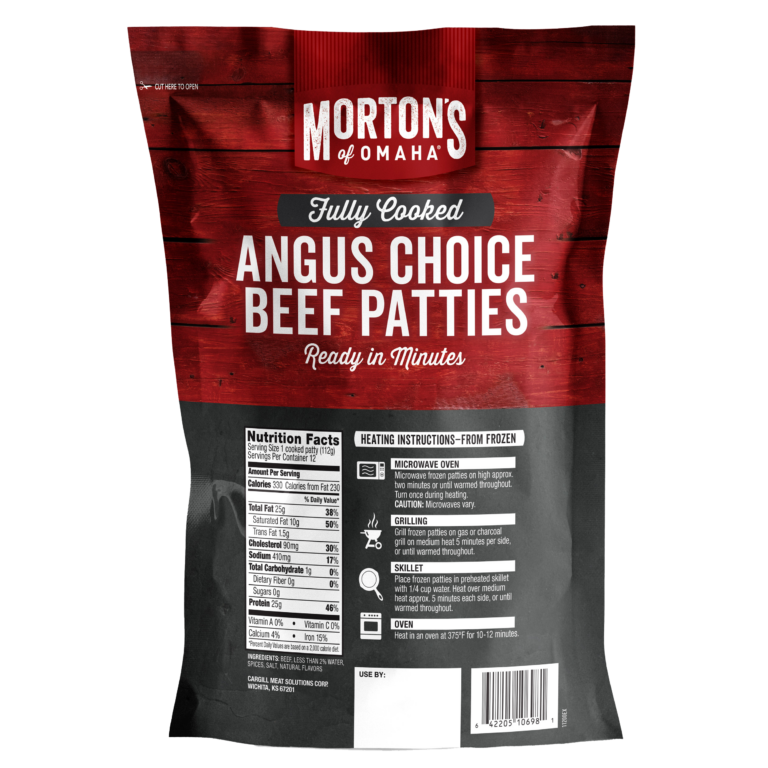 Fully Cooked Angus Choice Beef Patties Morton S Of Omaha