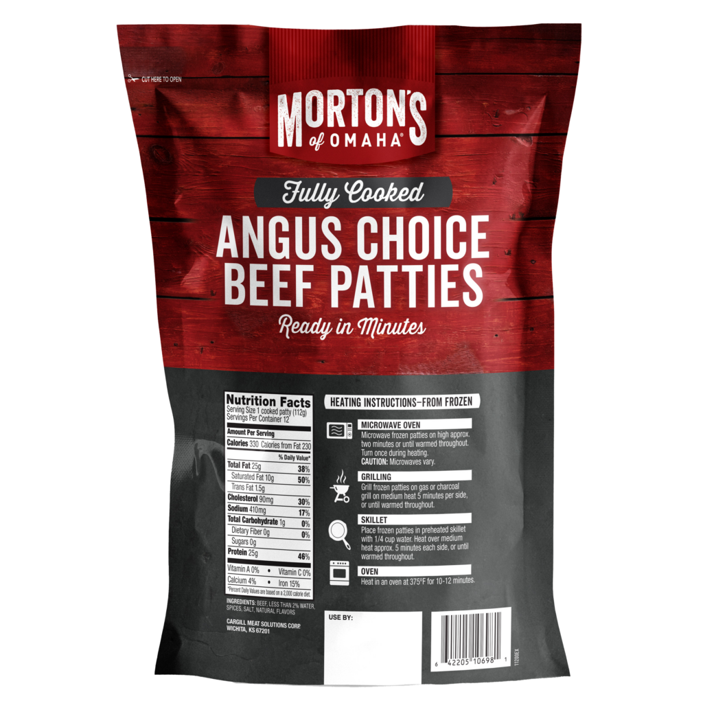 Fully Cooked Angus Choice Beef Patties - Morton's of Omaha